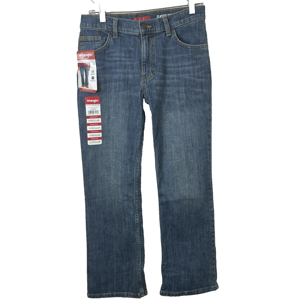 Wrangler NWT Boys' Five Star Adjustable Waist Classic Bootcut Jeans Size 14R